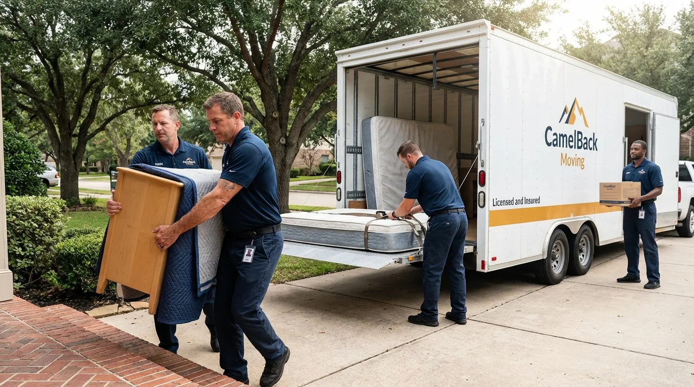 Crew loading residential truck for cross-state move from Ellenville, NY