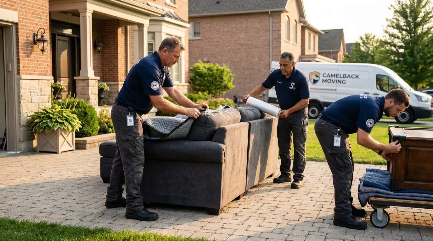 Large estate moving crew wrapping furniture in Ellenville, NY